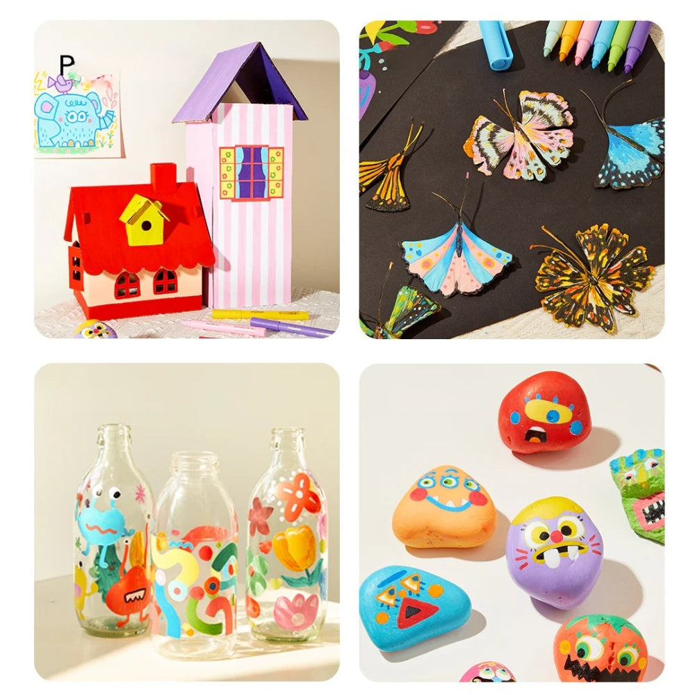 Akriliniai markeriai su teptukiniu antgaliu spalvinimo dėkle – 60 spalvų